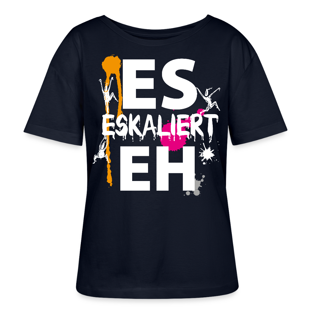 Frauen T-Shirt mit ES ESKALIERT EH PRINT - Navy