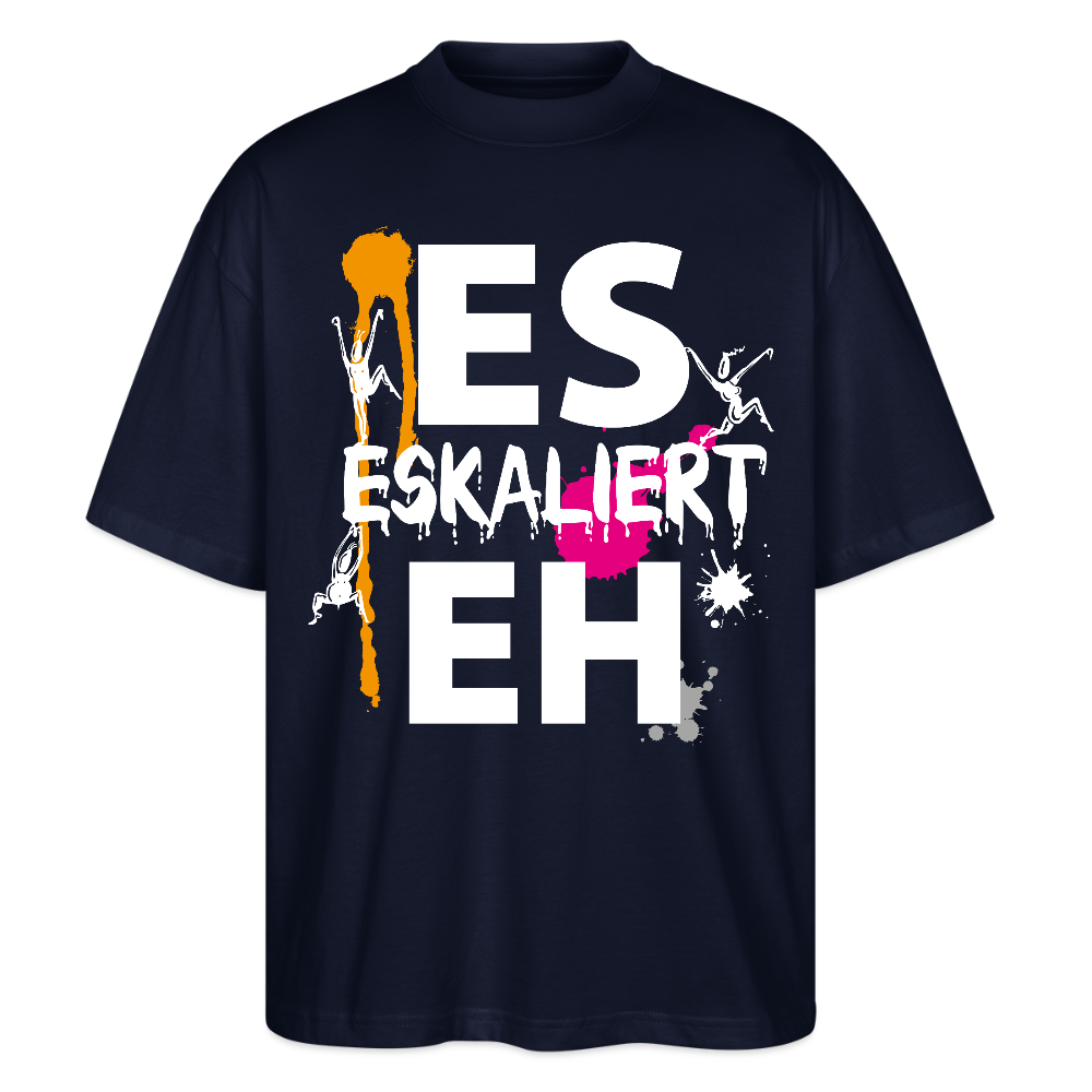 Oversized Unisex T-Shirt mit ES ESKALIERT EH PRINT - Navy