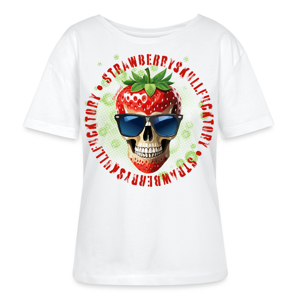 Frauen T-Shirt mit STRAWBERRY SKULL PRINT - Weiß