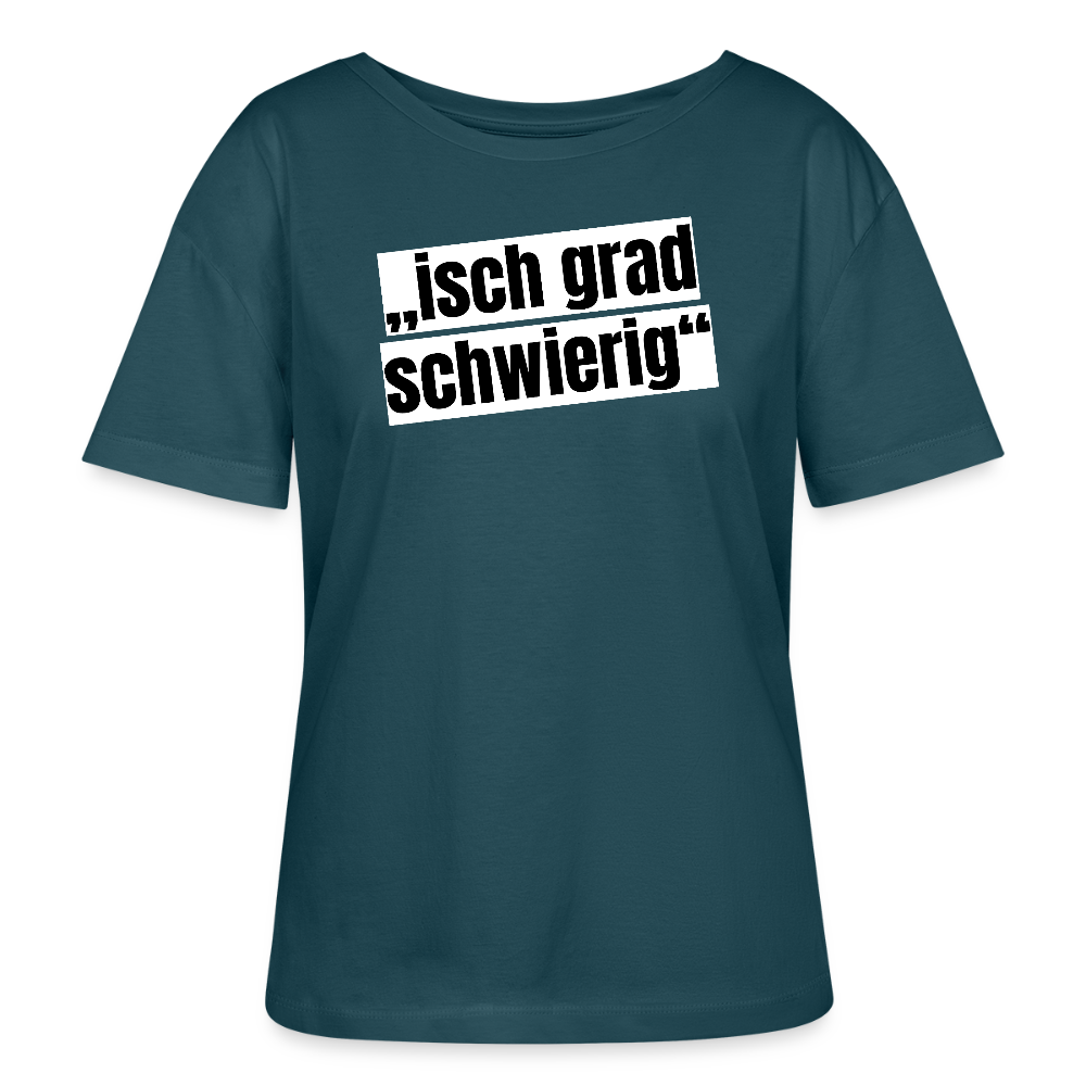 Frauen T-Shirt mit ISCH GRAD SCHWIERIG PRINT - Dunkles Petrol