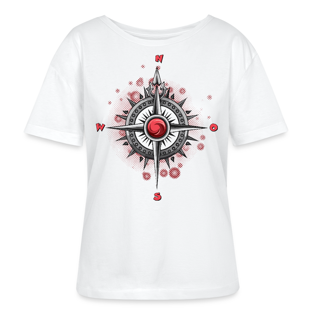 Frauen T-Shirt mit WINDROSE PRINT - Weiß