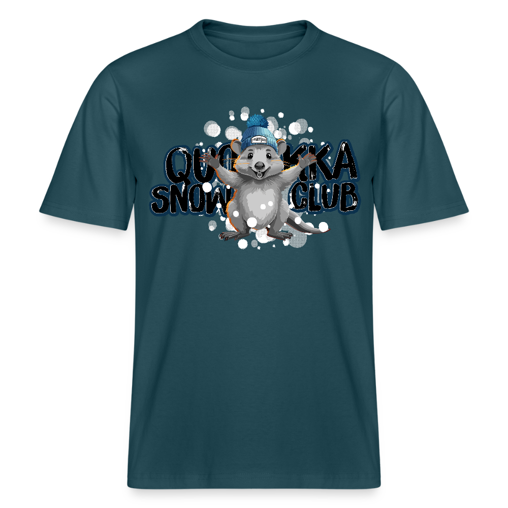 Unisex Bio-T-Shirt mit QUOKKA SNOWCLUB PRINT - Dunkles Petrol
