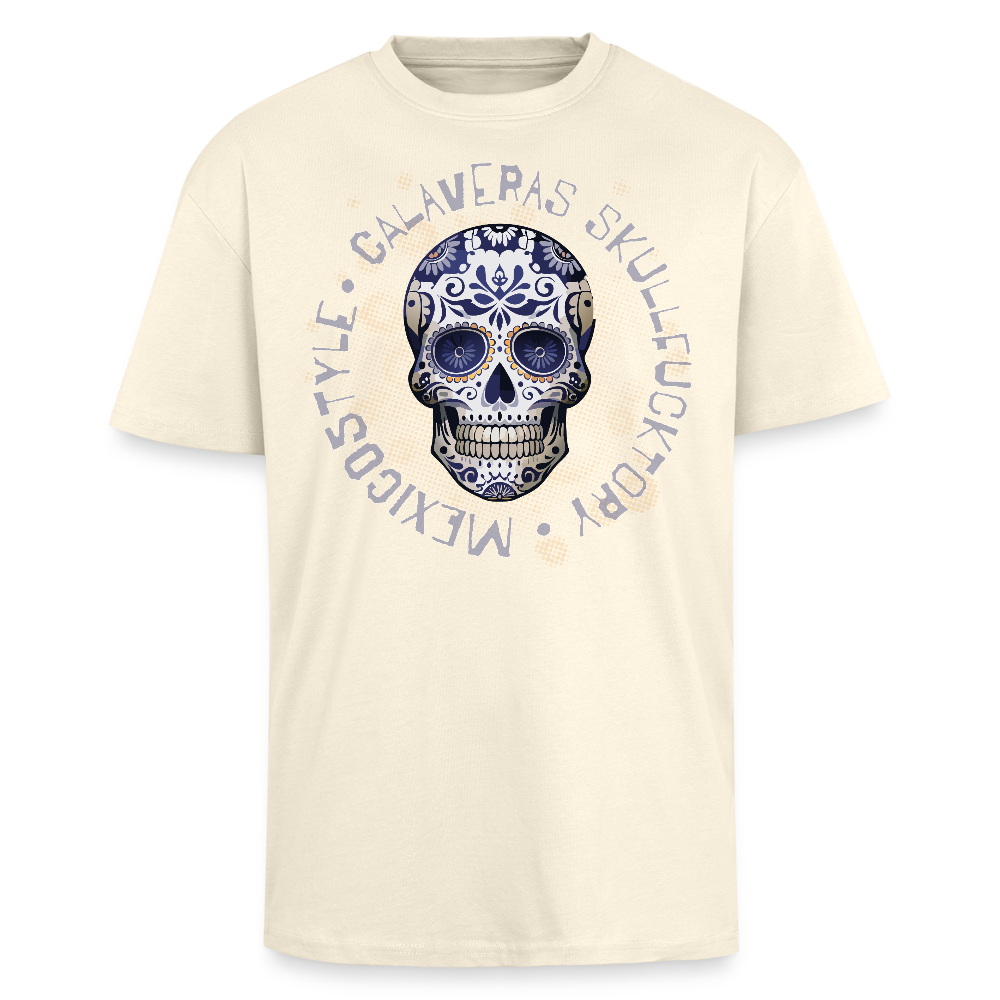 Heavy Oversize T-Shirt mit CALAVERAS SKULL PRINT - Creme