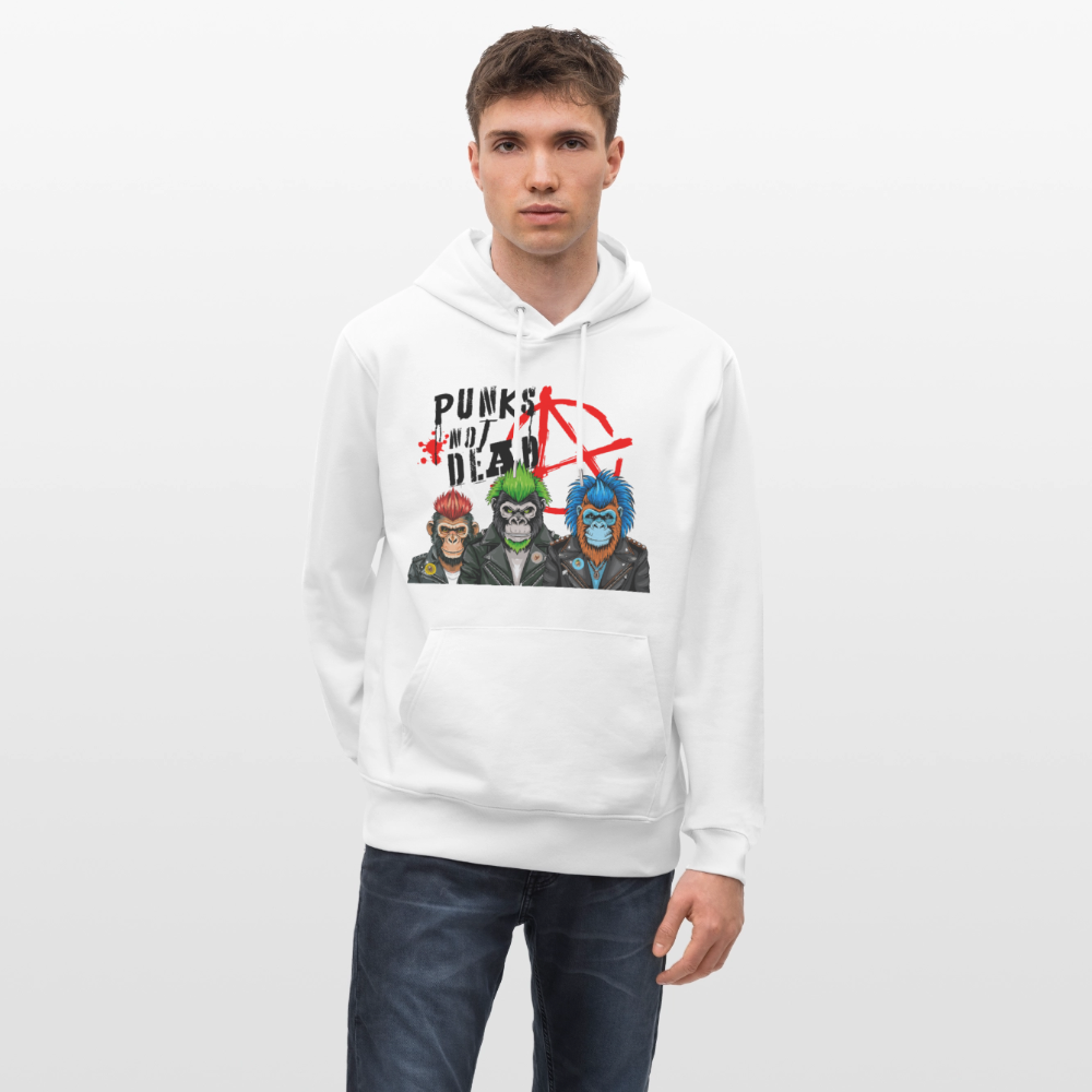 Unisex Hoodie mit PUNKS NOT DEAD PRINT - Weiß