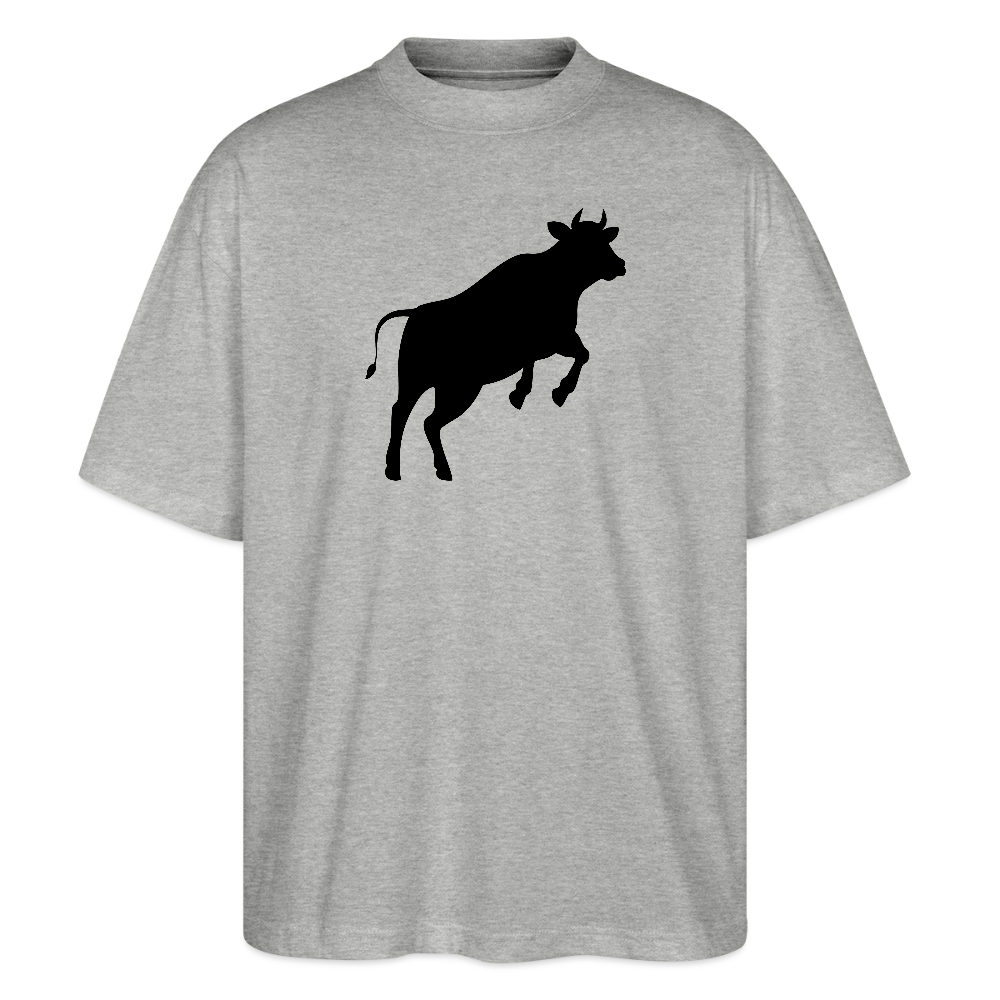 Oversized Unisex T-Shirt mit JUMPING COW PRINT - Grau meliert