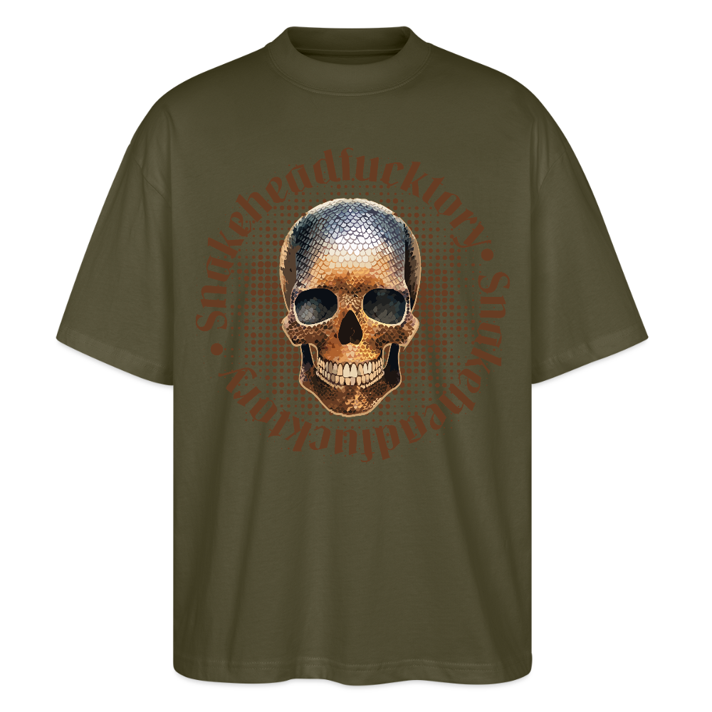 Oversized Unisex T-Shirt mit SNAKEHEAD SKULL PRINT - Khaki