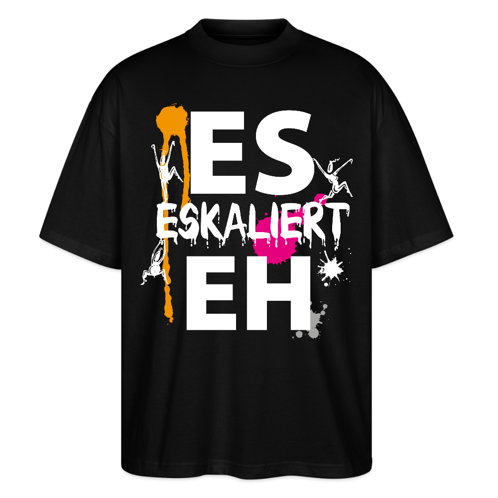 Oversized Unisex T-Shirt mit ES ESKALIERT EH PRINT - Schwarz