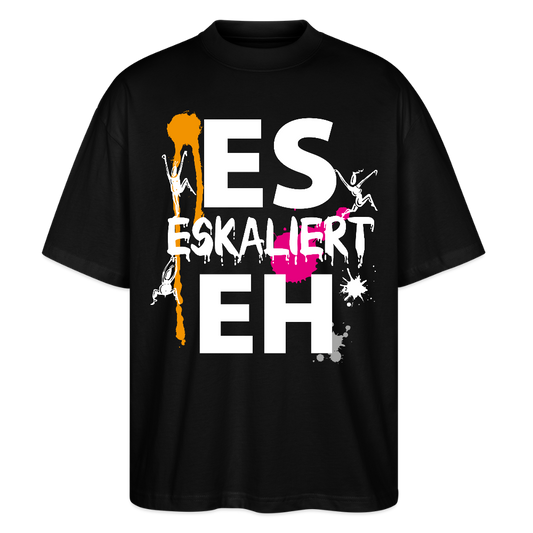 Oversized Unisex T-Shirt mit ES ESKALIERT EH PRINT - Schwarz