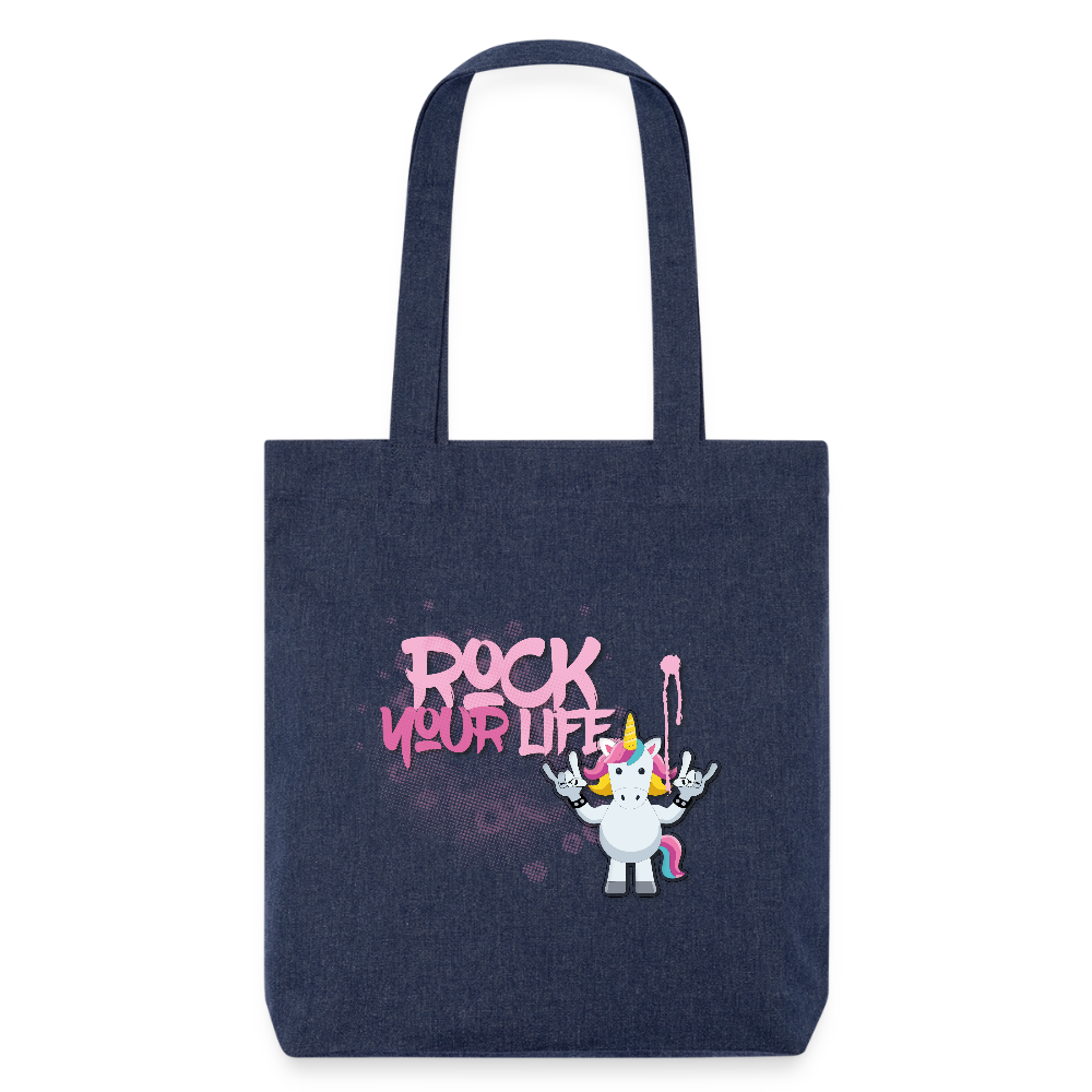 Heavyweight Stoffbeutel mit ROCK YOUR LIFE PRINT - melange Blue