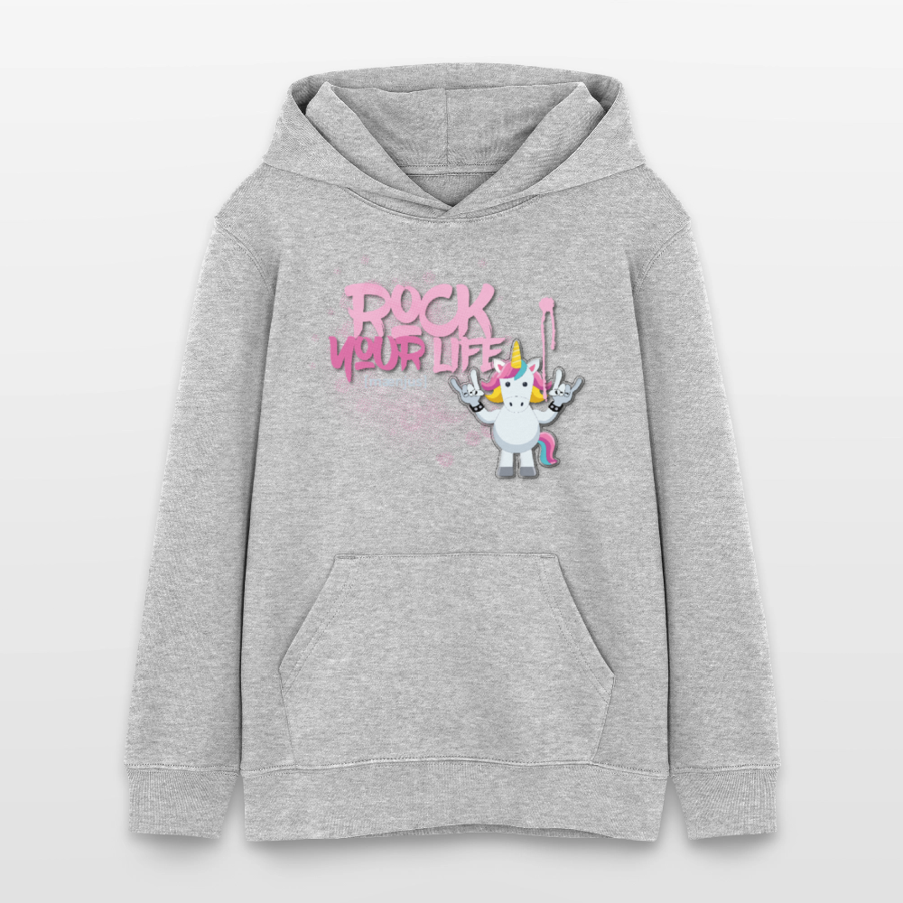 Teens Bio-Hoodie mit ROCK YOUR LIFE PRINT - Grau meliert
