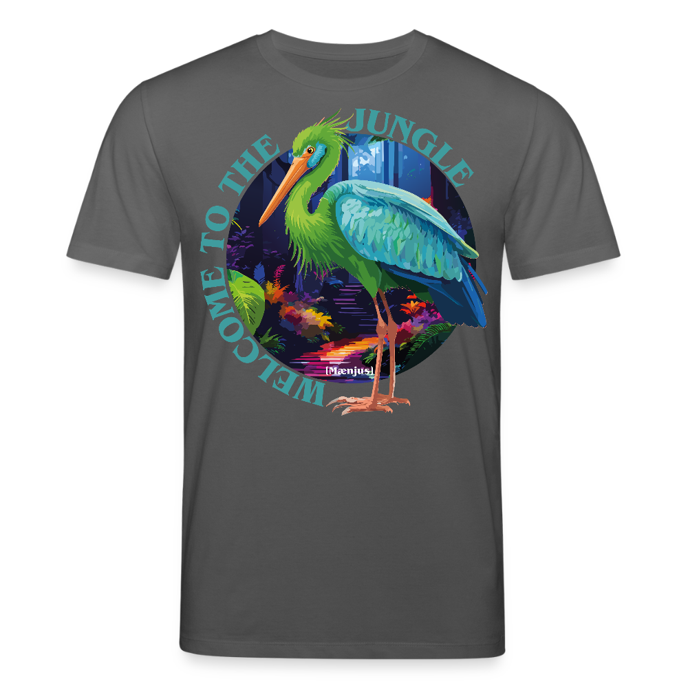 Unisex Bio-T-Shirt mit WELCOME TO THE JUNGLE PRINT Vorderseite - Anthrazit