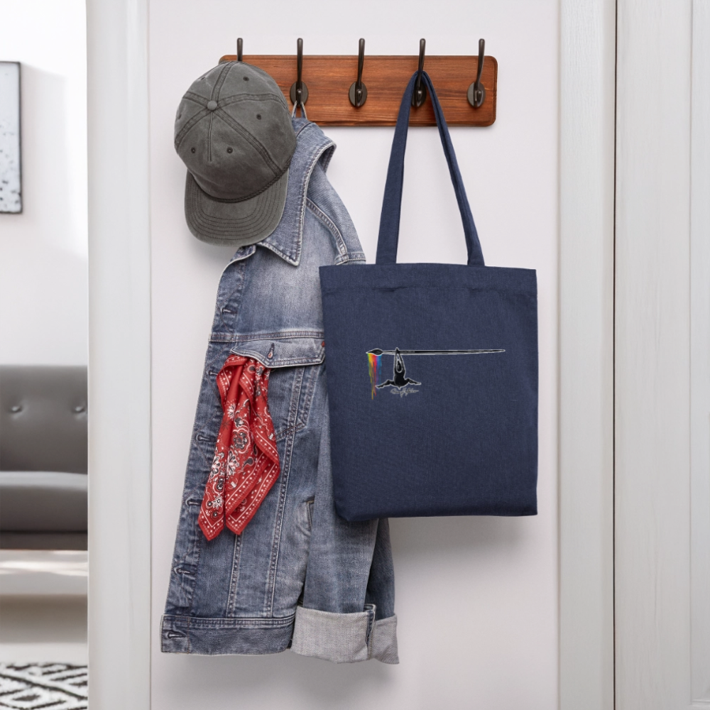 Recycelter Heavyweight Stoffbeutel mit TUSCHEMÄNNCHEN PRINT - melange Blue