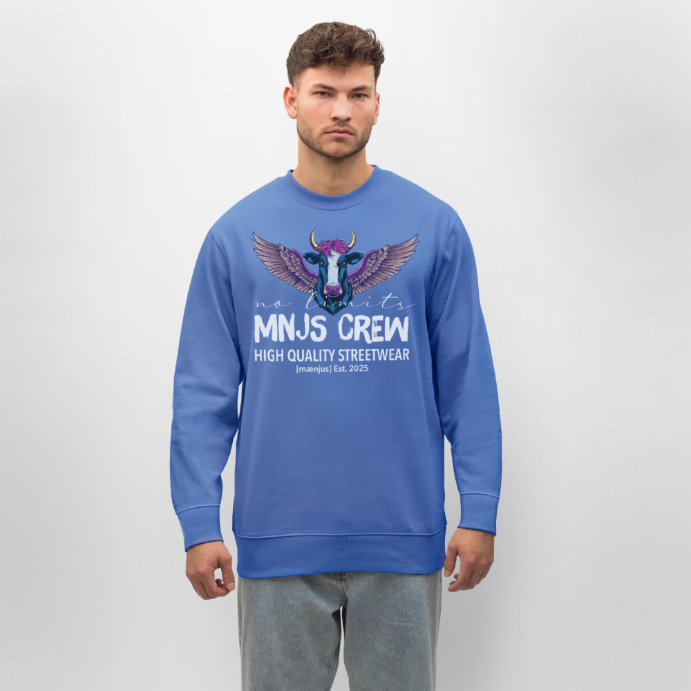 Unisex Bio-Sweatshirt mit MNJS CREW no limits PRINT - Blau