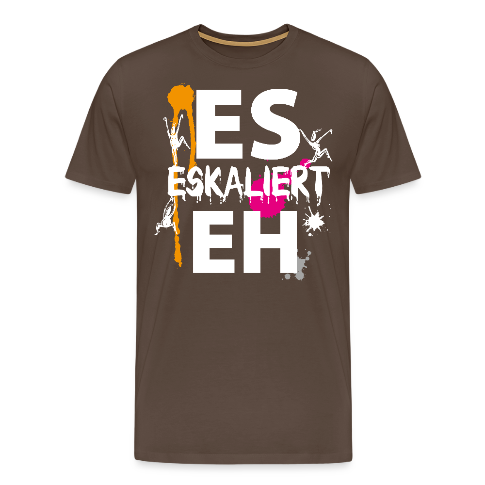 Männer Premium T-Shirt mit ES ESKALIERT EH PRINT - Edelbraun