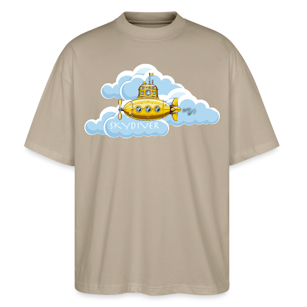Oversized Unisex T-Shirt mit SKYDIVER PRINT - Steingrau