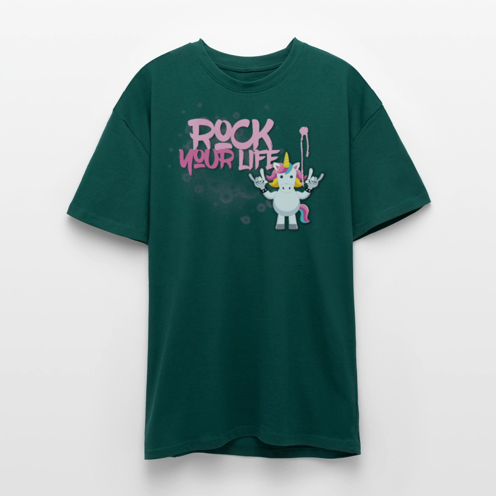 Heavy Oversize T-Shirt mit ROCK YOUR LIFE PRINT - hunter Green