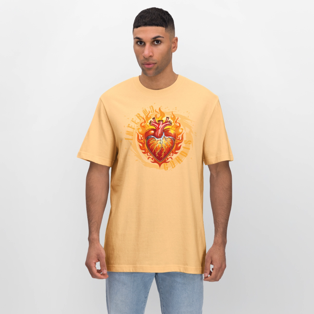 Unisex Bio-T-Shirt mit FEUERHERZ ORANGE PRINT - Hellgelb