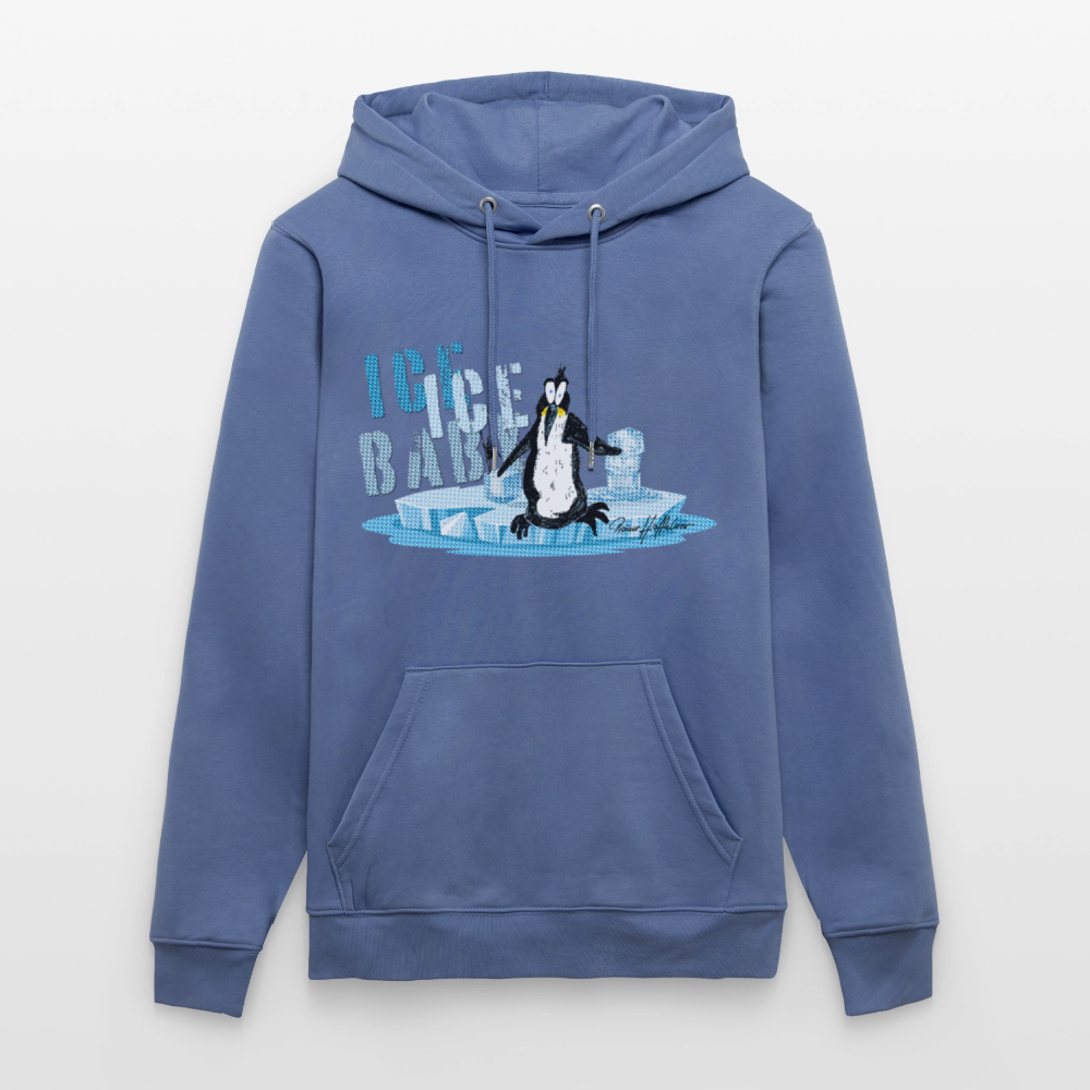 Unisex Bio-Hoodie mit ICE ICE BABY PINGUIN PRINT - Blau
