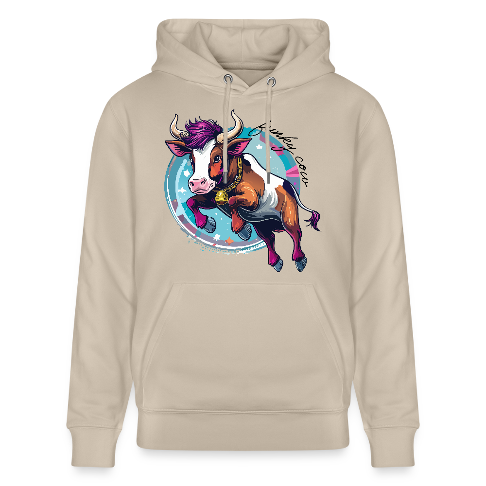 Unisex Hoodie mit FUNKY COW PRINT - Beige