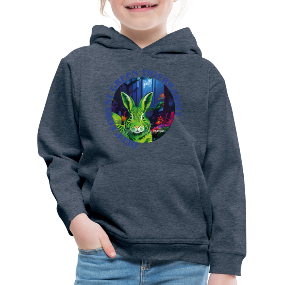 MNJS KIDS Premium Hoodie mit DEEP FOREST GREEN TIGERRABBIT PRINT - Jeansblau