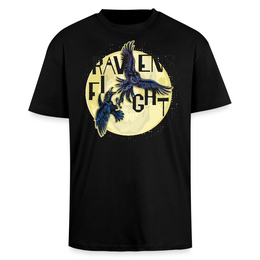 Heavy Oversize T-Shirt mit RAVENS FIGHT PRINT - Schwarz