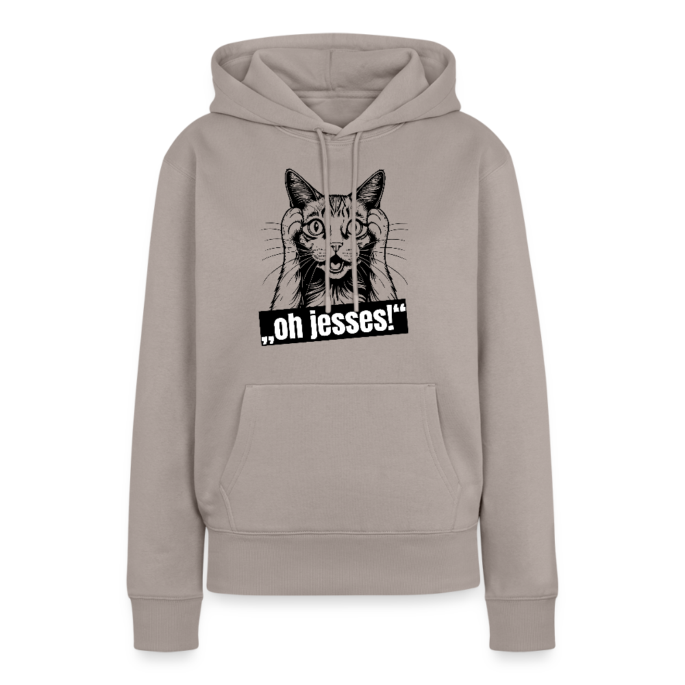 Frauen Premium Hoodie mit OH JESSES PRINT - Taupe