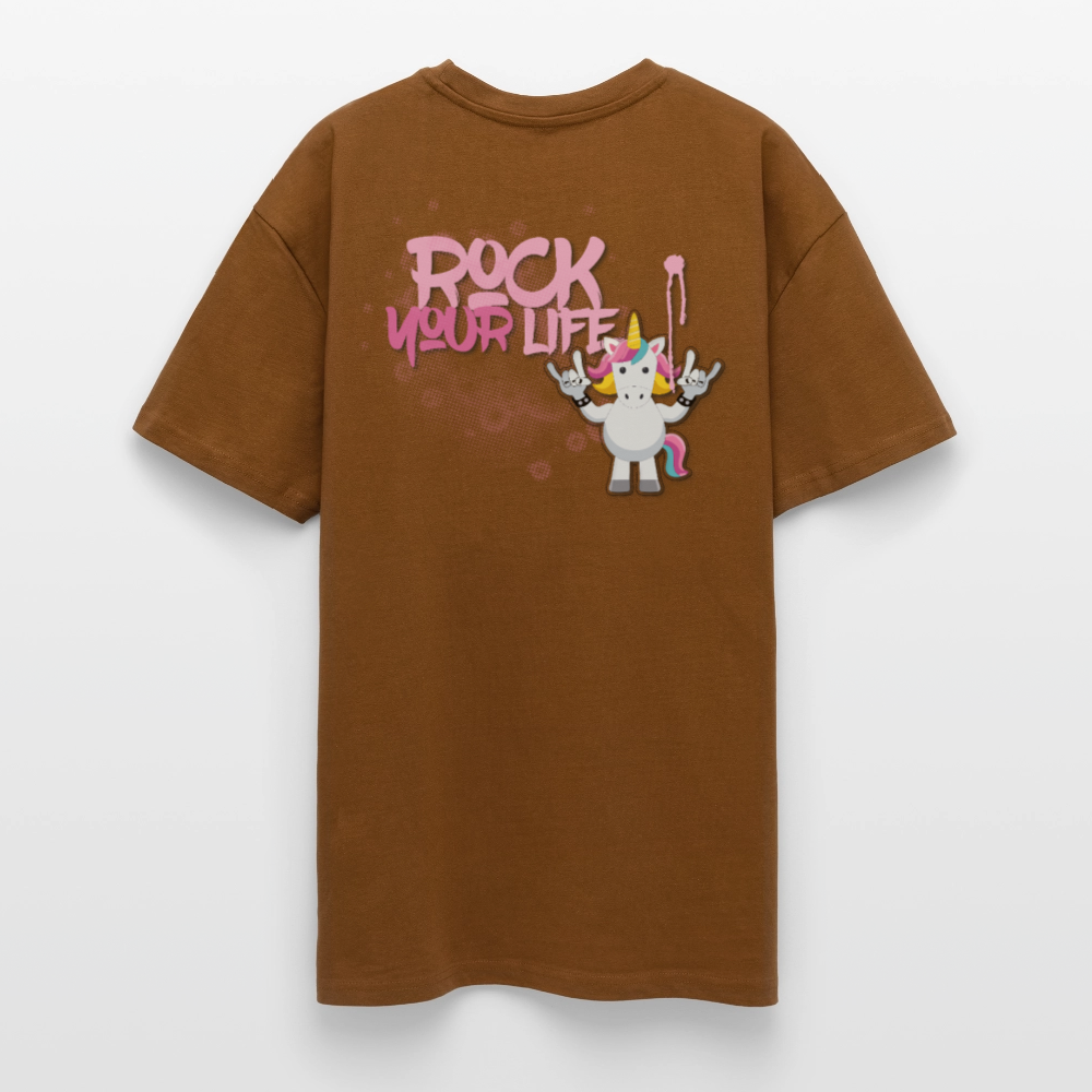 Heavy Oversize T-Shirt mit ROCK YOUR LIFE PRINT - Toffee