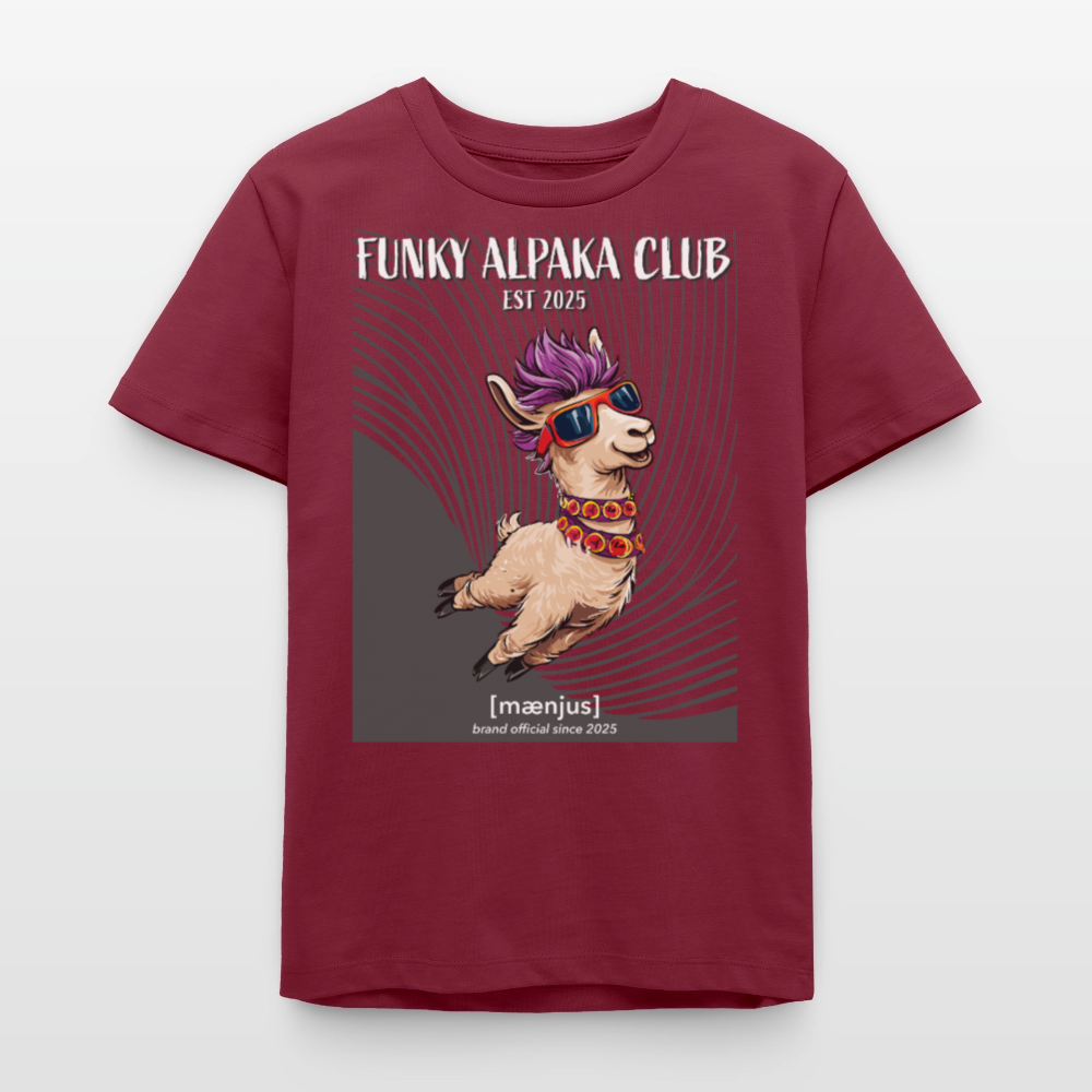MNJS TEENS Bio T-Shirt mit FUNKY ALPAKA CLUB PRINT - Burgunderrot