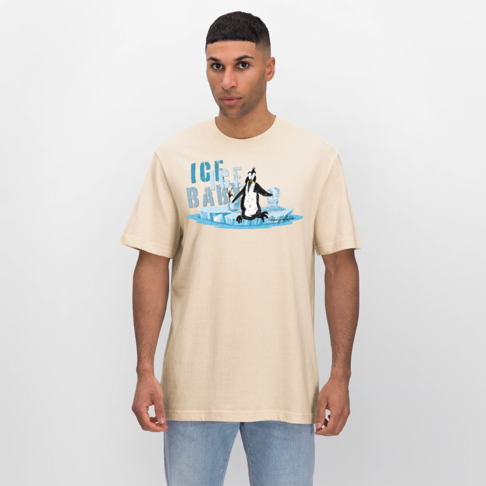 Unisex Bio-T-Shirt mit ICE ICE BABY PINGUIN PRINT - Weißgrau