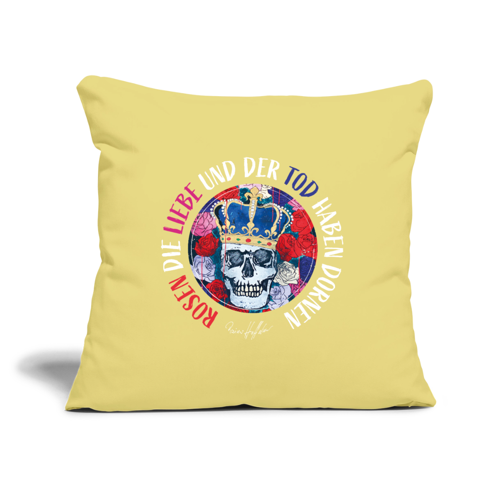 Sofakissenbezug 44 x 44 cm mit ROSEN DIE LIEBE UND DER TOD HABEN DORNEN PRINT - Hellgelb
