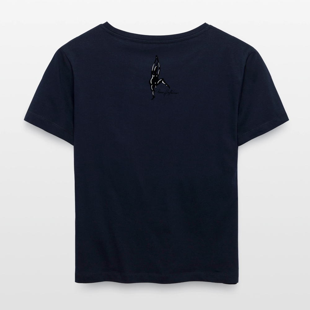 Relaxed Rundhals Frauen Bio-T-Shirt mit DYNAMIC FIELDS PRINT - Navy