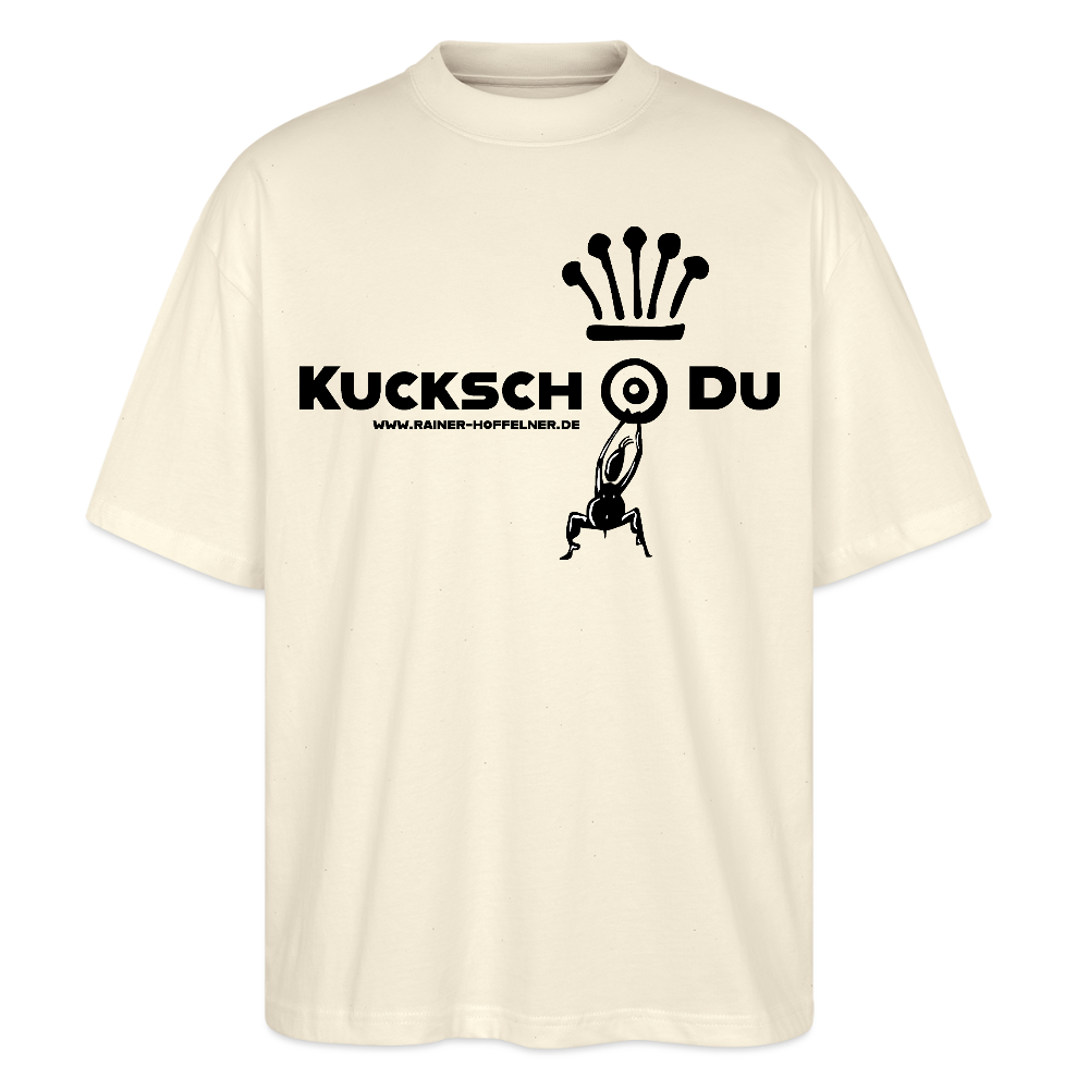 Oversized Unisex T-Shirt mit KUCKSCH DU PRINT - Weißgrau