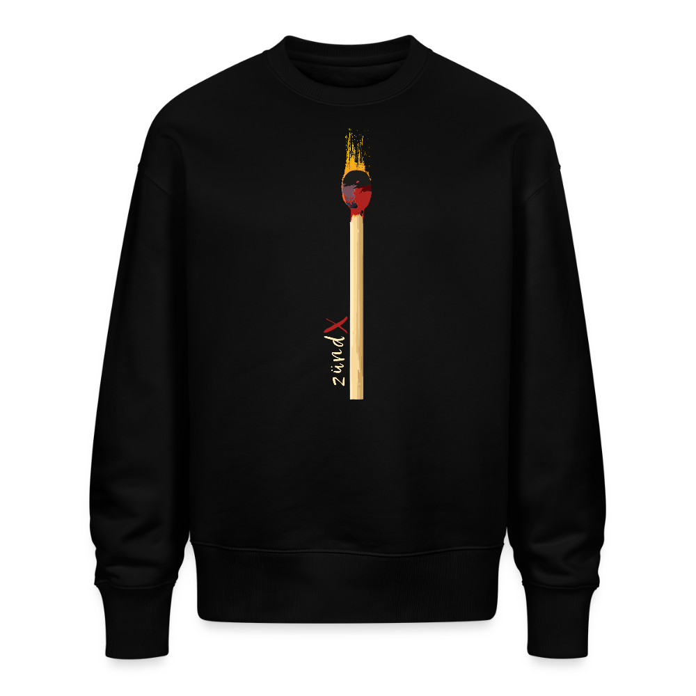 Unisex Oversize Pullover mit zündX PRINT - Schwarz