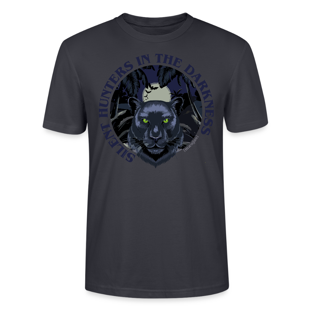 Unisex T-Shirt mit SILENT HUNTERS IN THE DARKNESS PRINT Vorderseite - Dunkles Graublau