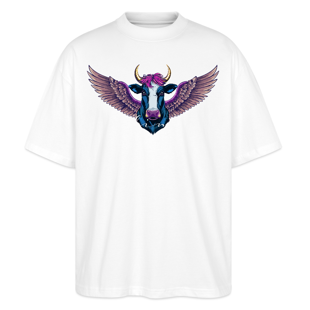 Oversized Unisex Bio T-Shirt mit MNJS CREW no limits PRINT - Weiß