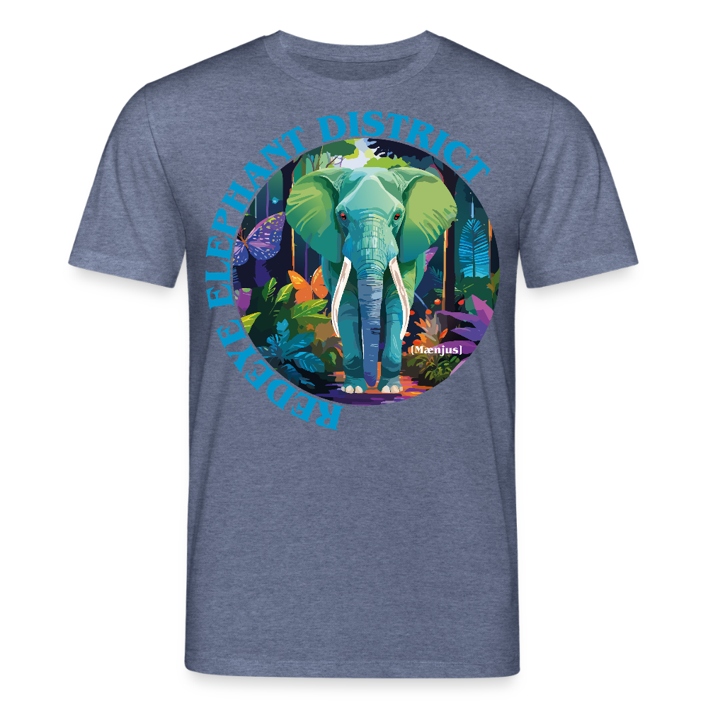 Unisex Bio-T-Shirt mit REDEYE ELEPHANT DISTRICT PRINT Vorderseite - Dunkelblau meliert