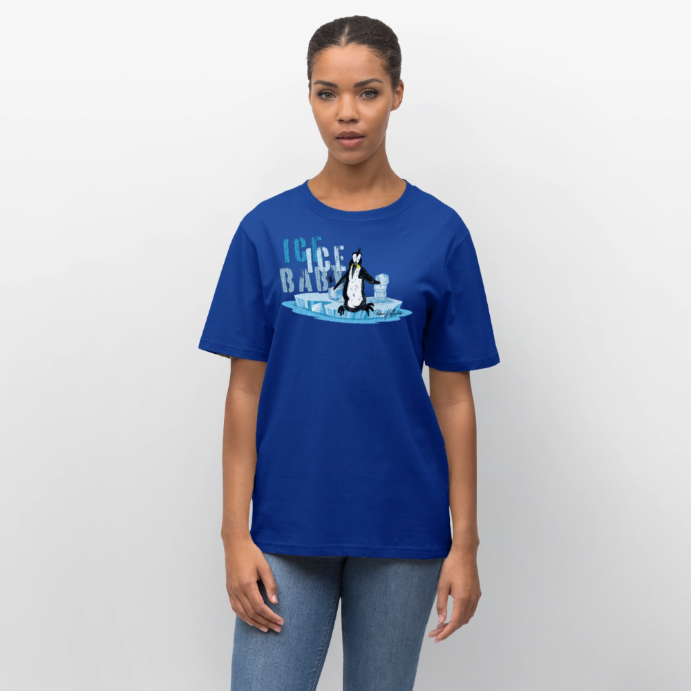 Unisex Bio-T-Shirt mit ICE ICE BABY PINGUIN PRINT - Dunkelblau