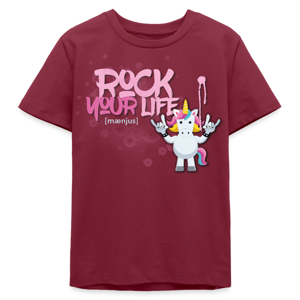 MNJS TEENS Bio T-Shirt mit ROCK YOUR LIFE PRINT - Burgunderrot