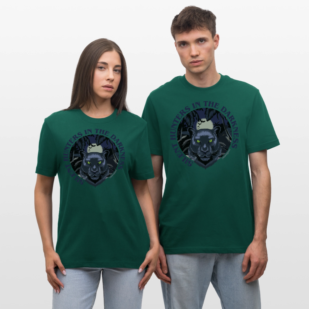 Relaxed Fit Unisex Bio-T-Shirt mit SILENT HUNTERS IN THE DARKNESS PRINT Vorderseite - Forest