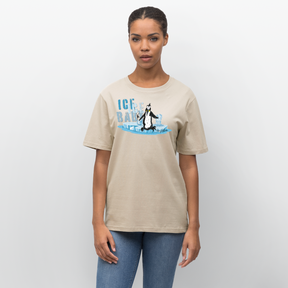 Unisex Bio-T-Shirt mit ICE ICE BABY PINGUIN PRINT - Weißgrau
