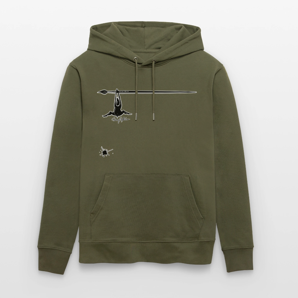 Unisex Hoodie mit TUSCHEMÄNNCHEN PRINT - Khaki Grün