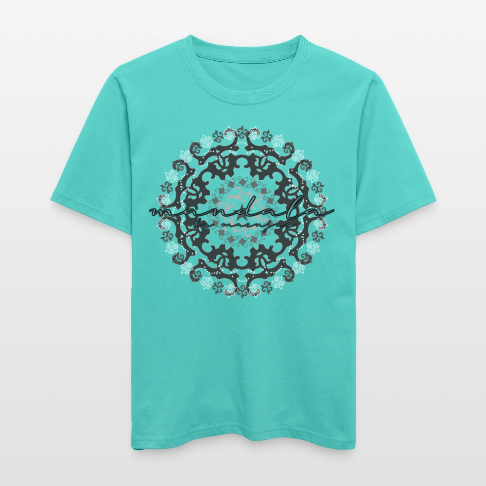 Unisex Bio-T-Shirt mit BLACK MANDALA PRINT - Poolblau