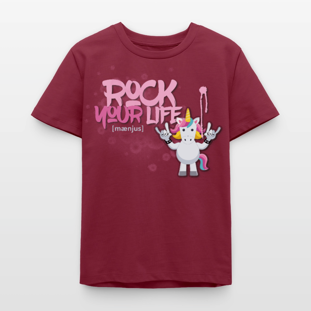 MNJS TEENS Bio T-Shirt mit ROCK YOUR LIFE PRINT - Burgunderrot