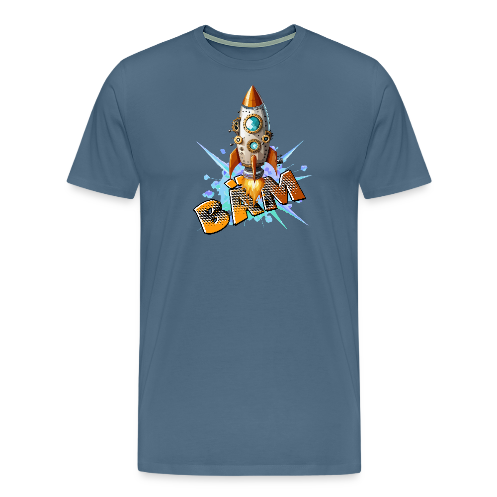 Männer Premium T-Shirt mit RAKETE PRINT - Blaugrau