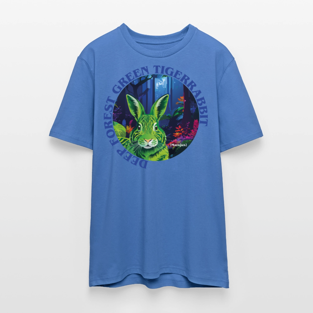 Unisex Bio-T-Shirt mit DEEP FOREST GREEN TIGERRABBIT PRINT Vorderseite - Achtsames Blau