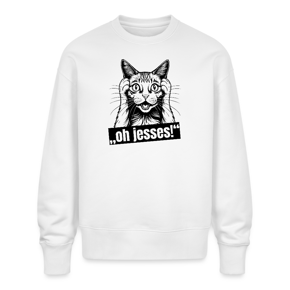 Unisex Oversize Pullover mit OH JESSES PRINT - Weiß