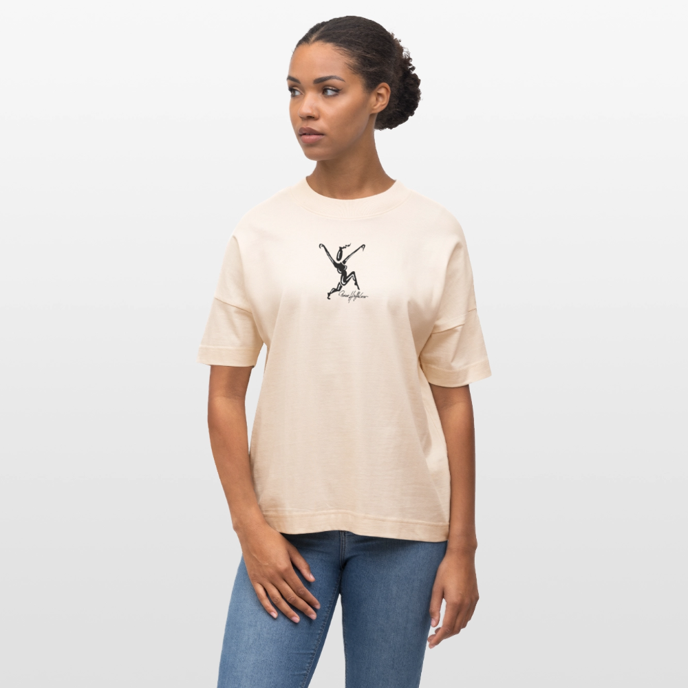 Oversized Unisex Bio T-Shirt mit TUSCHEWEIBCHEN PRINT - Weißgrau