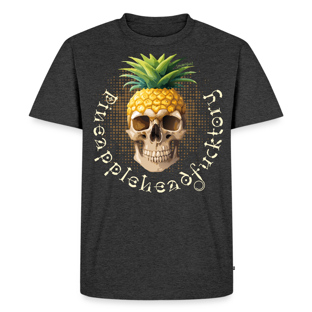 Männer Premium T-Shirt mit PINEAPPLEHEAD SKULL PRINT - Anthrazit meliert