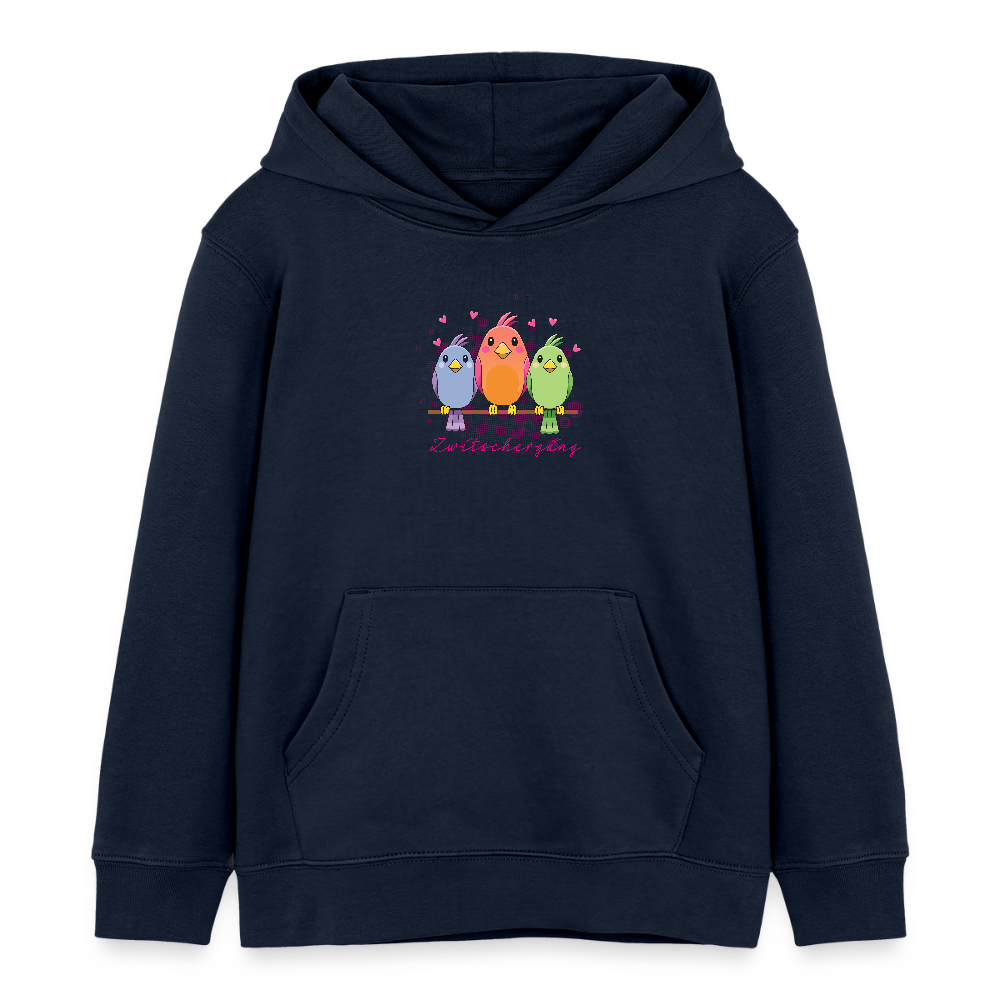 MNJS KIDS Bio-Hoodie mit ZWITSCHERGÄNG PRINT - Navy