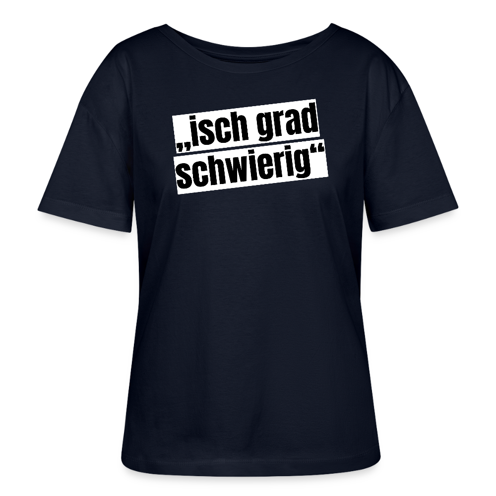 Frauen T-Shirt mit ISCH GRAD SCHWIERIG PRINT - Navy